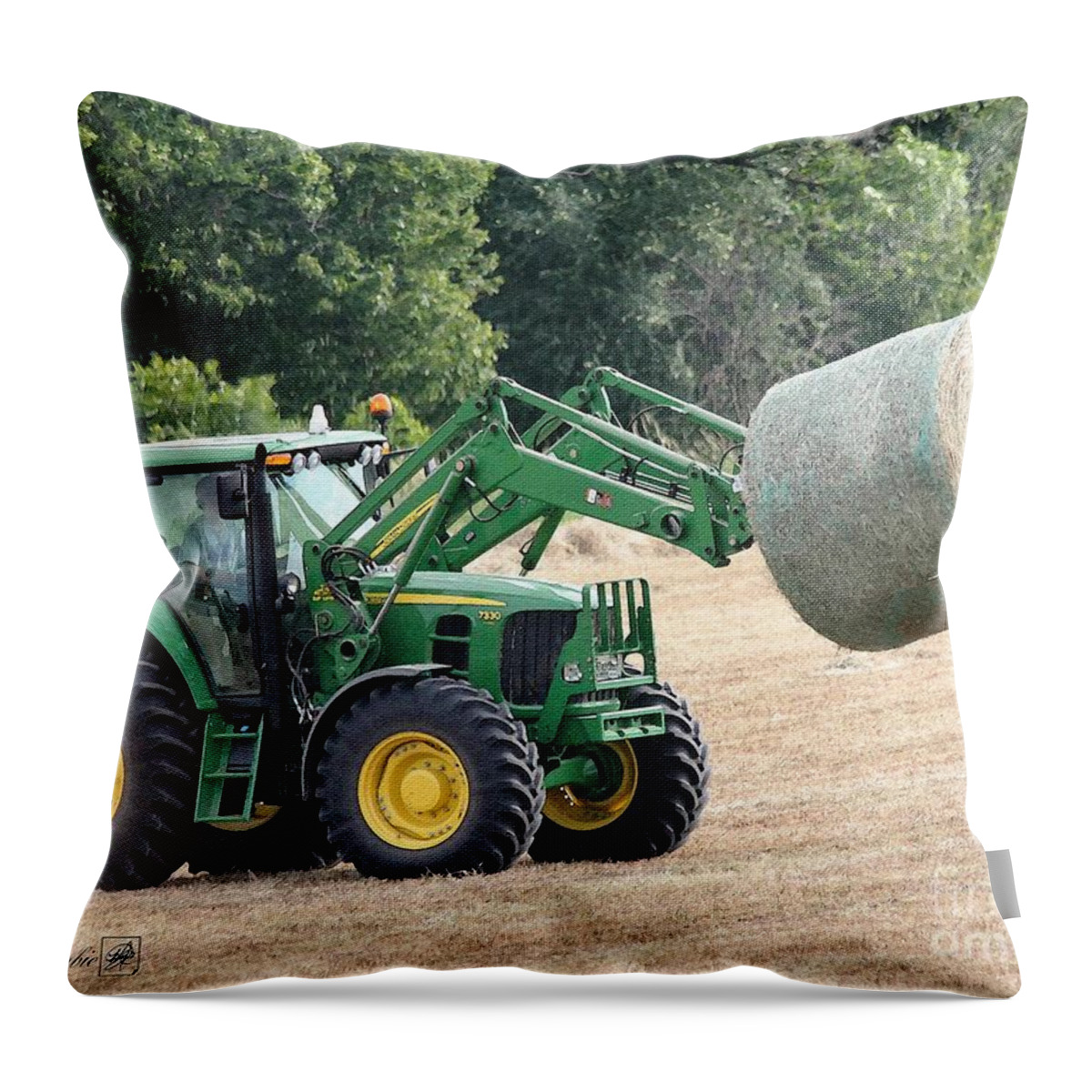 Farm Throw Pillow featuring the painting Loading Hay by J McCombie