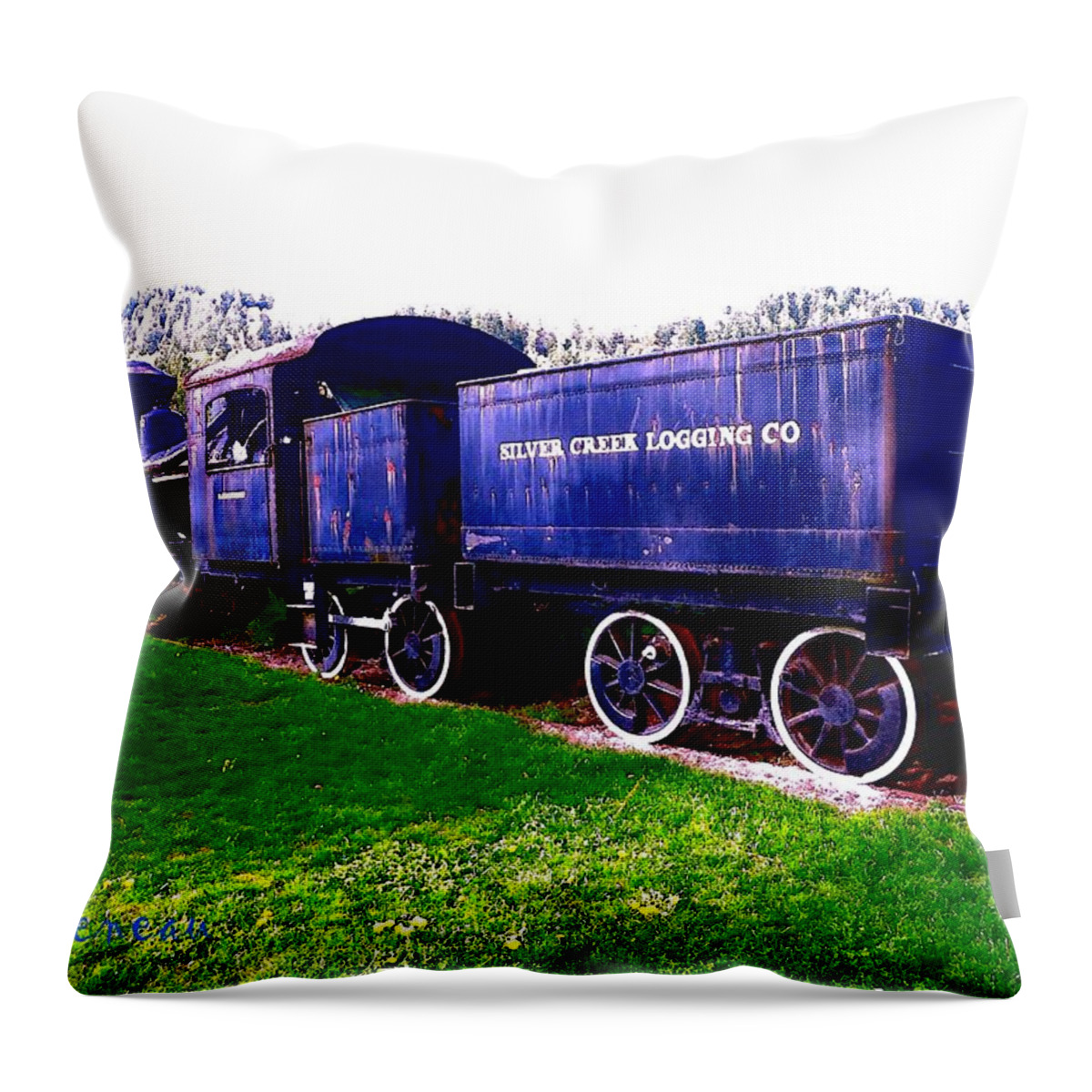 Locomotives Throw Pillow featuring the photograph Locomotive Steam Engine by A L Sadie Reneau