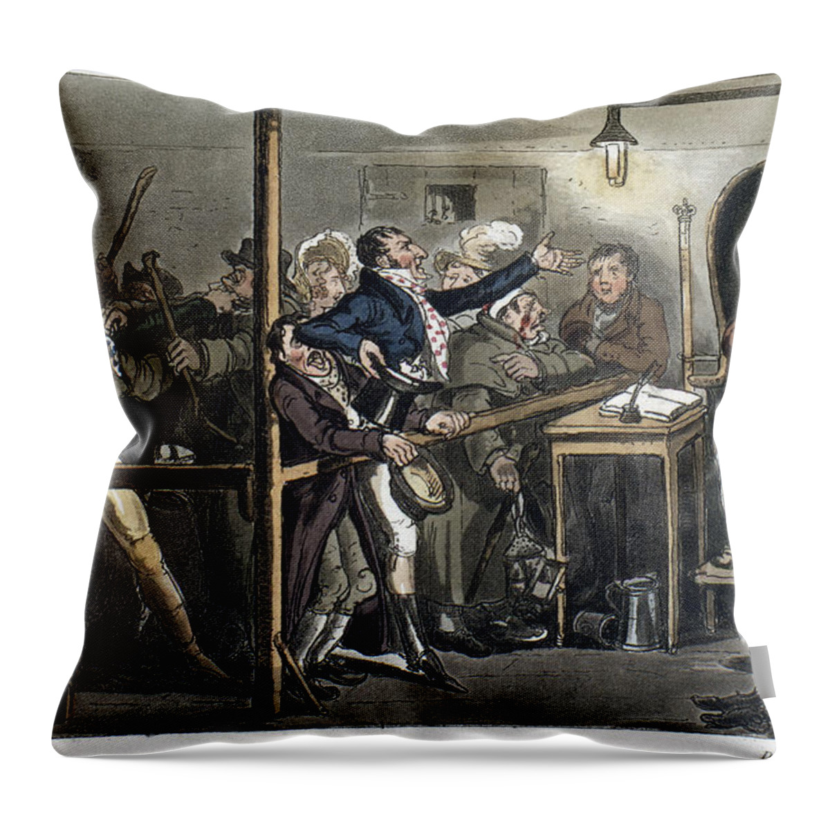 1821 Throw Pillow featuring the painting London Courtroom, 1821 by Granger