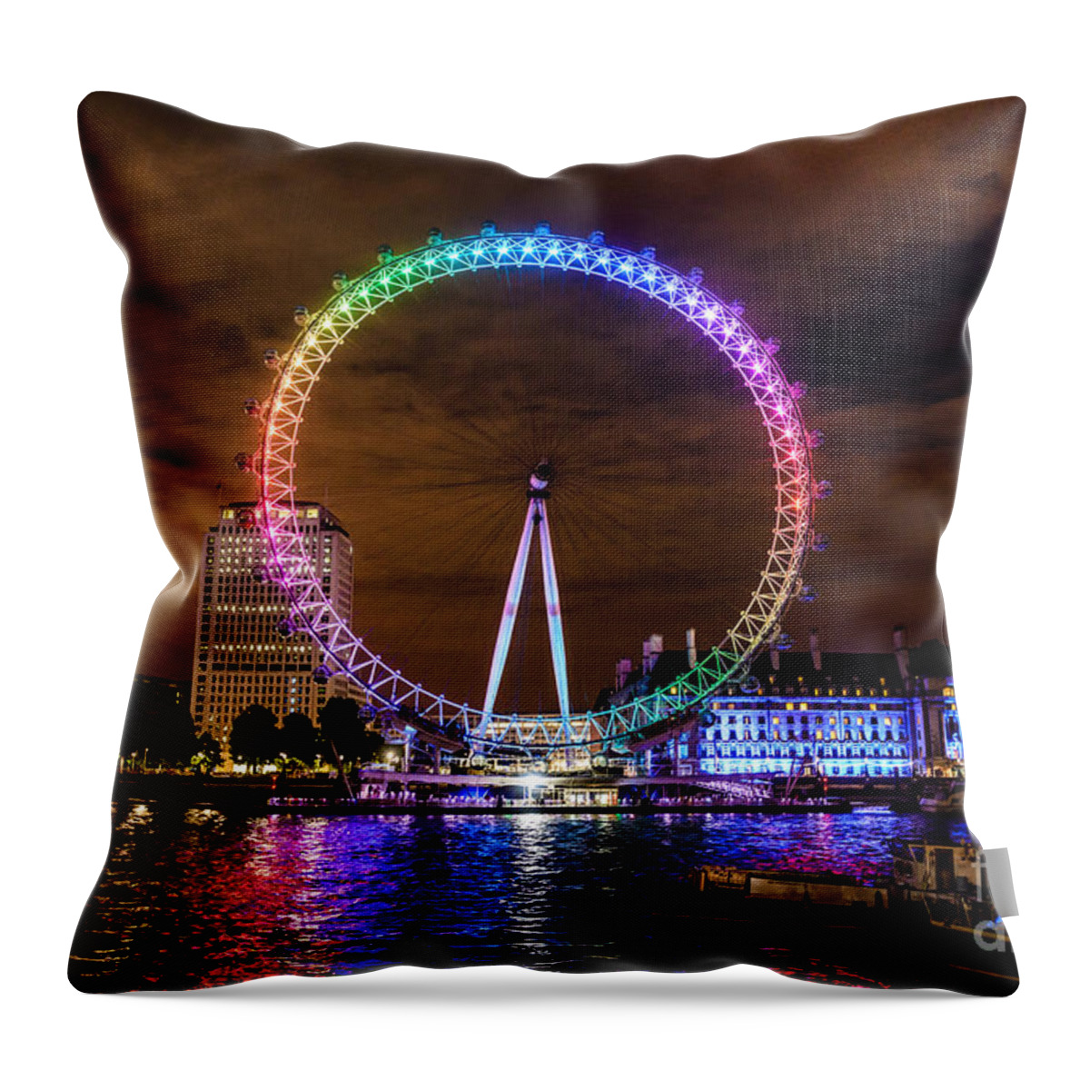 London Eye Throw Pillow featuring the photograph London Eye Pride by Matt Malloy