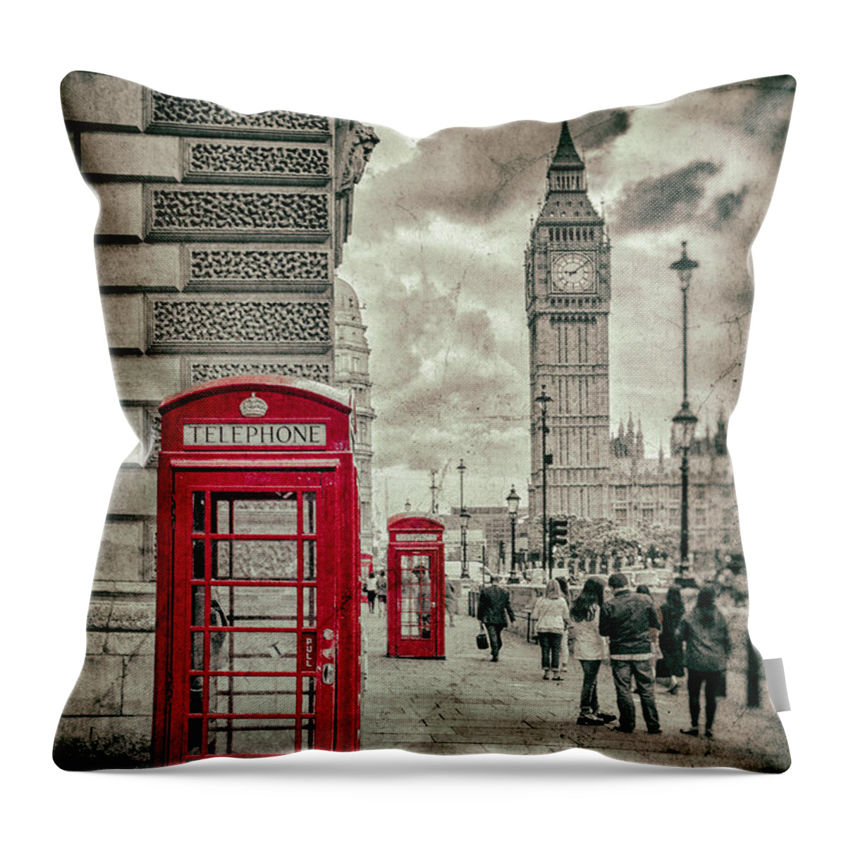 London Throw Pillow featuring the photograph London Telephone Box by Nigel R Bell