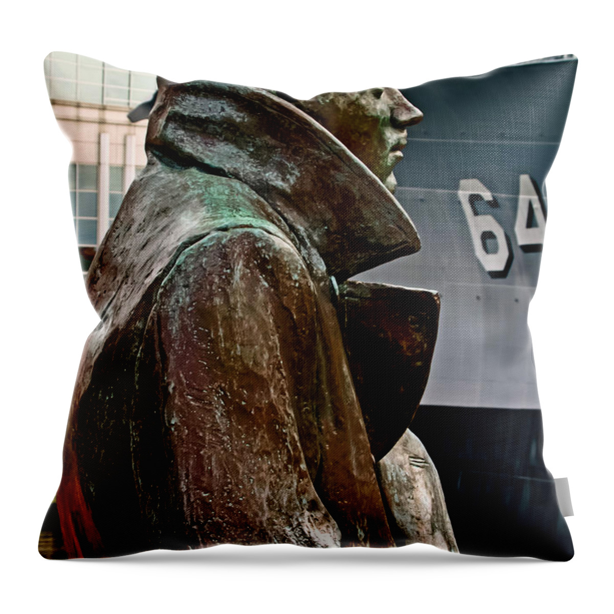 Lone Sailor Throw Pillow featuring the photograph Lone Sailor Bronze by Jerry Gammon