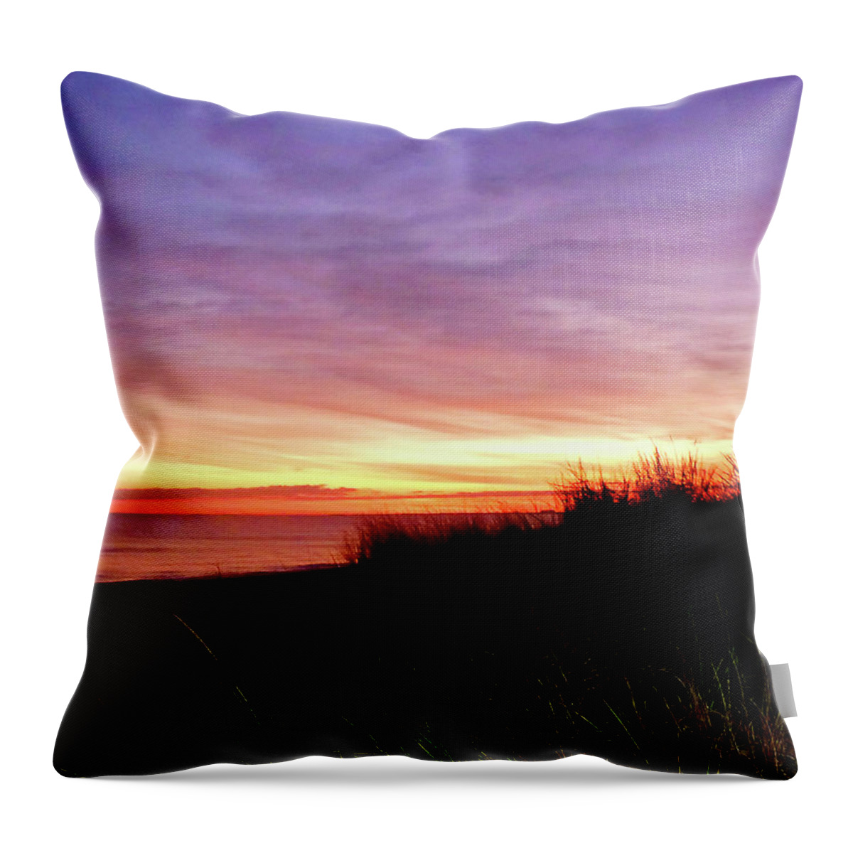 Sunrise Throw Pillow featuring the photograph Lonely Beach at Sunrise Norfolk VA by Susan Savad