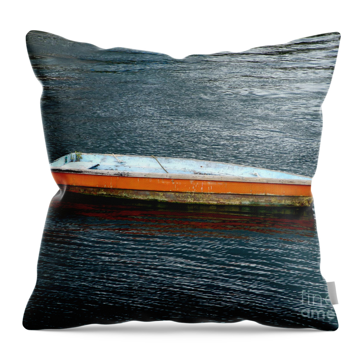 Artoffoxvox Throw Pillow featuring the photograph Lonely Skiff by Kristen Fox