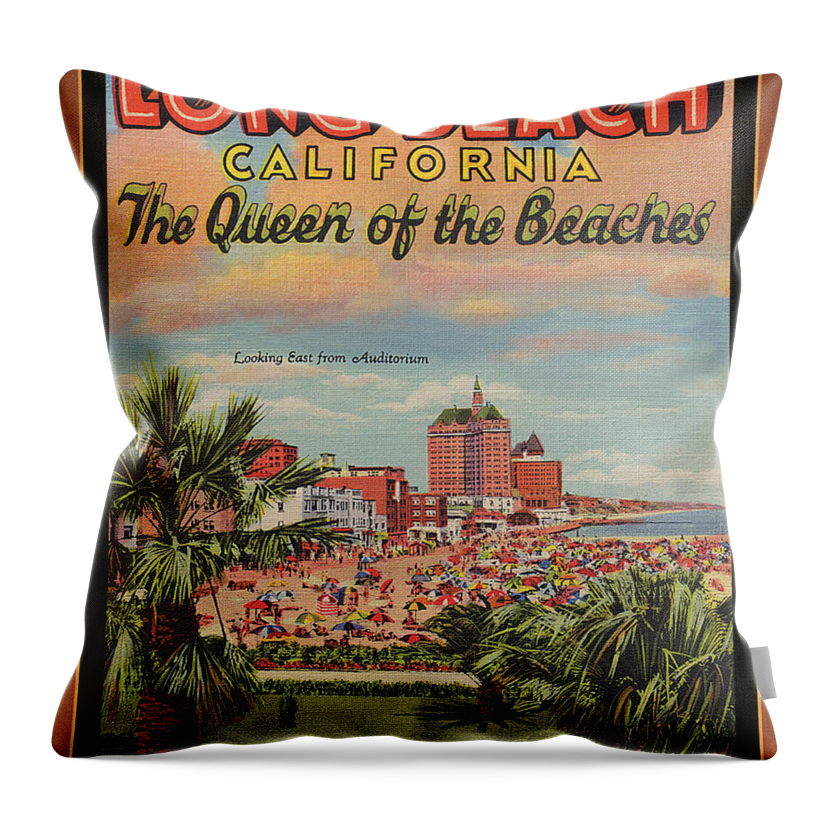 Postcard Throw Pillow featuring the photograph Long Beach by Larry Hunter