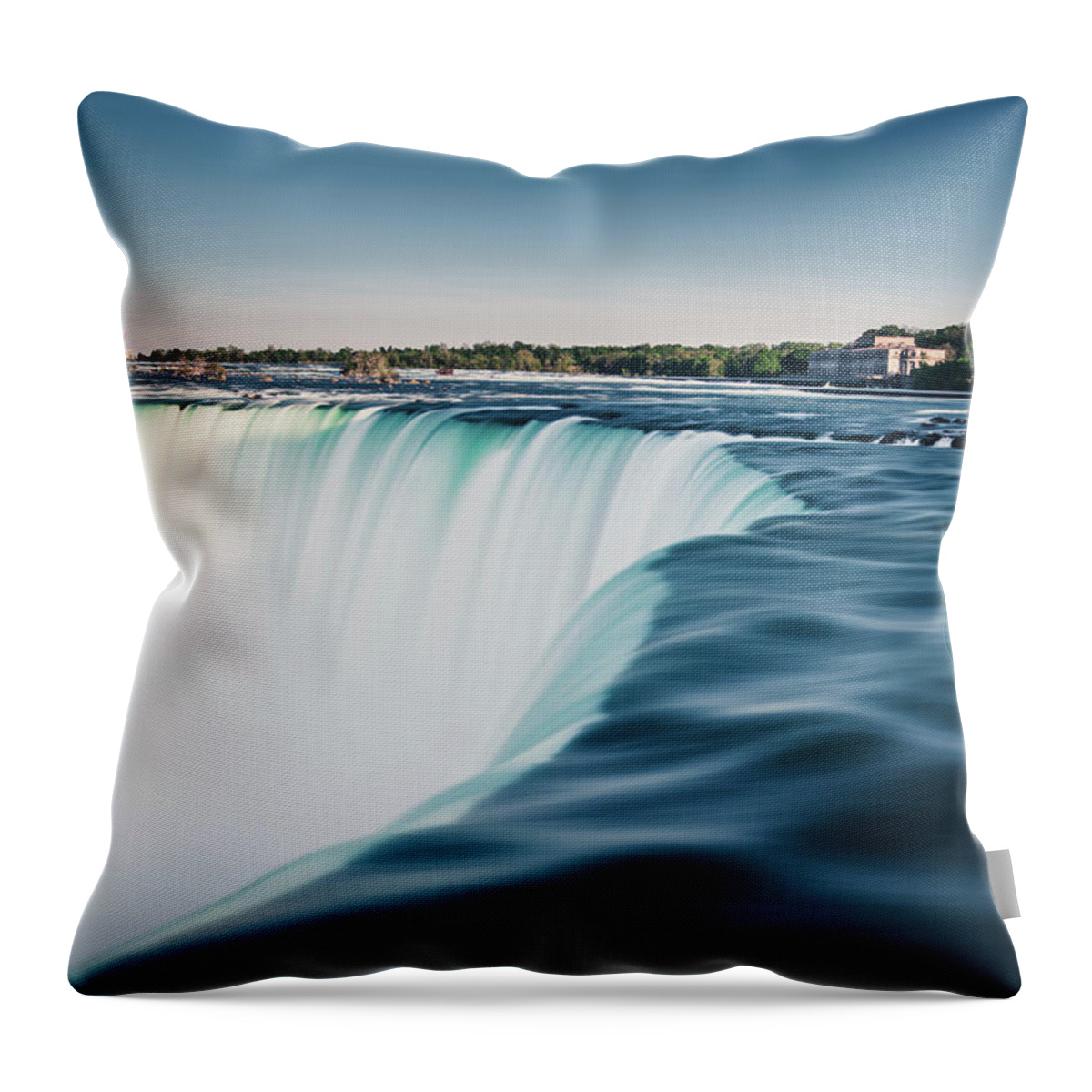 Scenics Throw Pillow featuring the photograph Long Exposure Of Niagara Falls In by D3sign