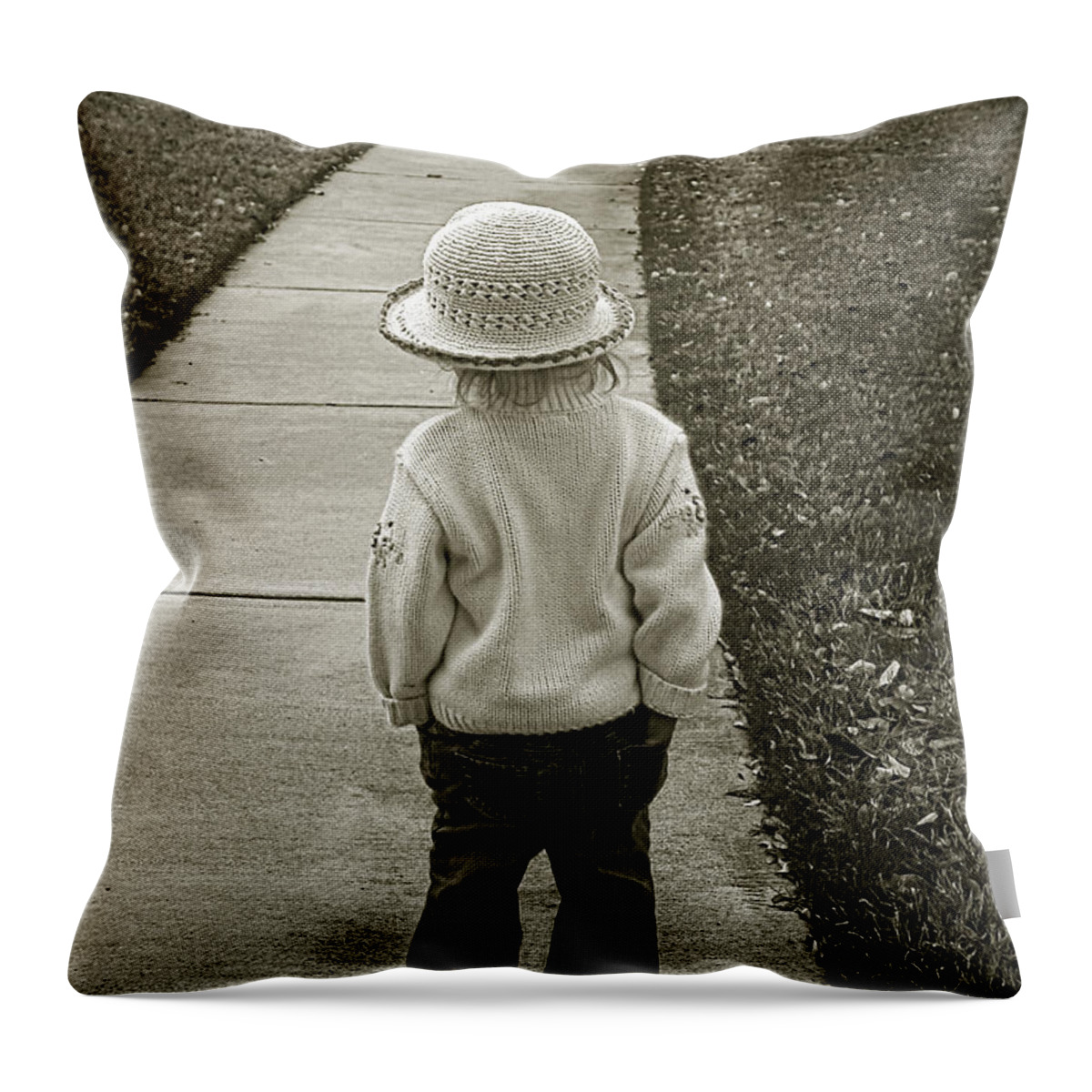 Little Girl Throw Pillow featuring the photograph Long Journey by Betty Depee