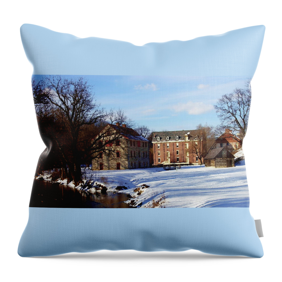Bethlehem Pa Throw Pillow featuring the photograph Long View - Colonial Industrial Quarter - Bethlehem PA by Jacqueline M Lewis