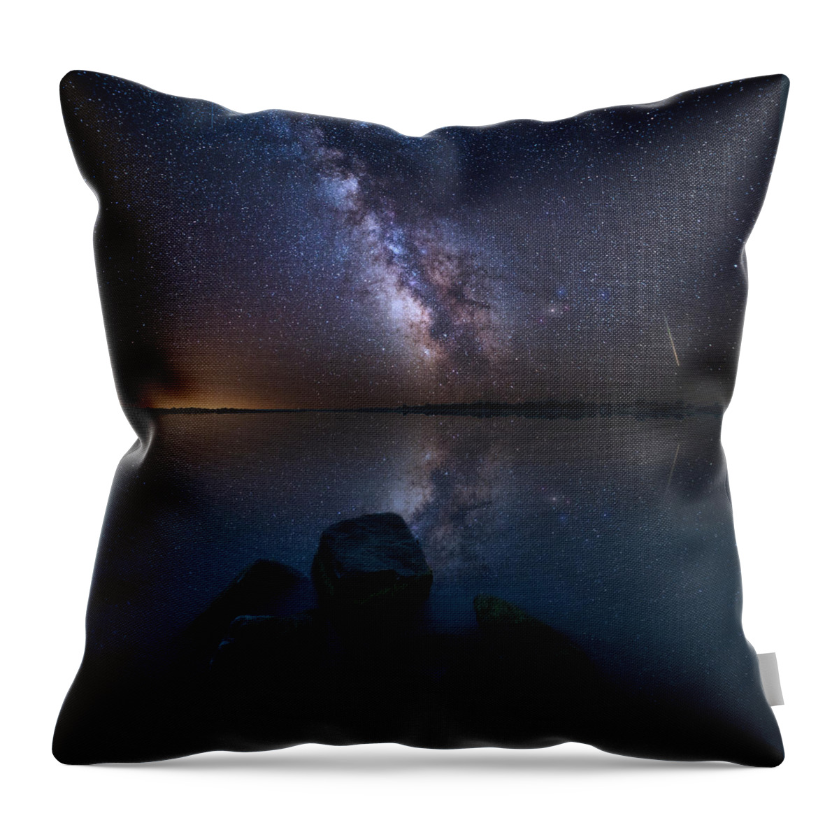 Milky Way Throw Pillow featuring the photograph Looking at the Stars by Aaron J Groen
