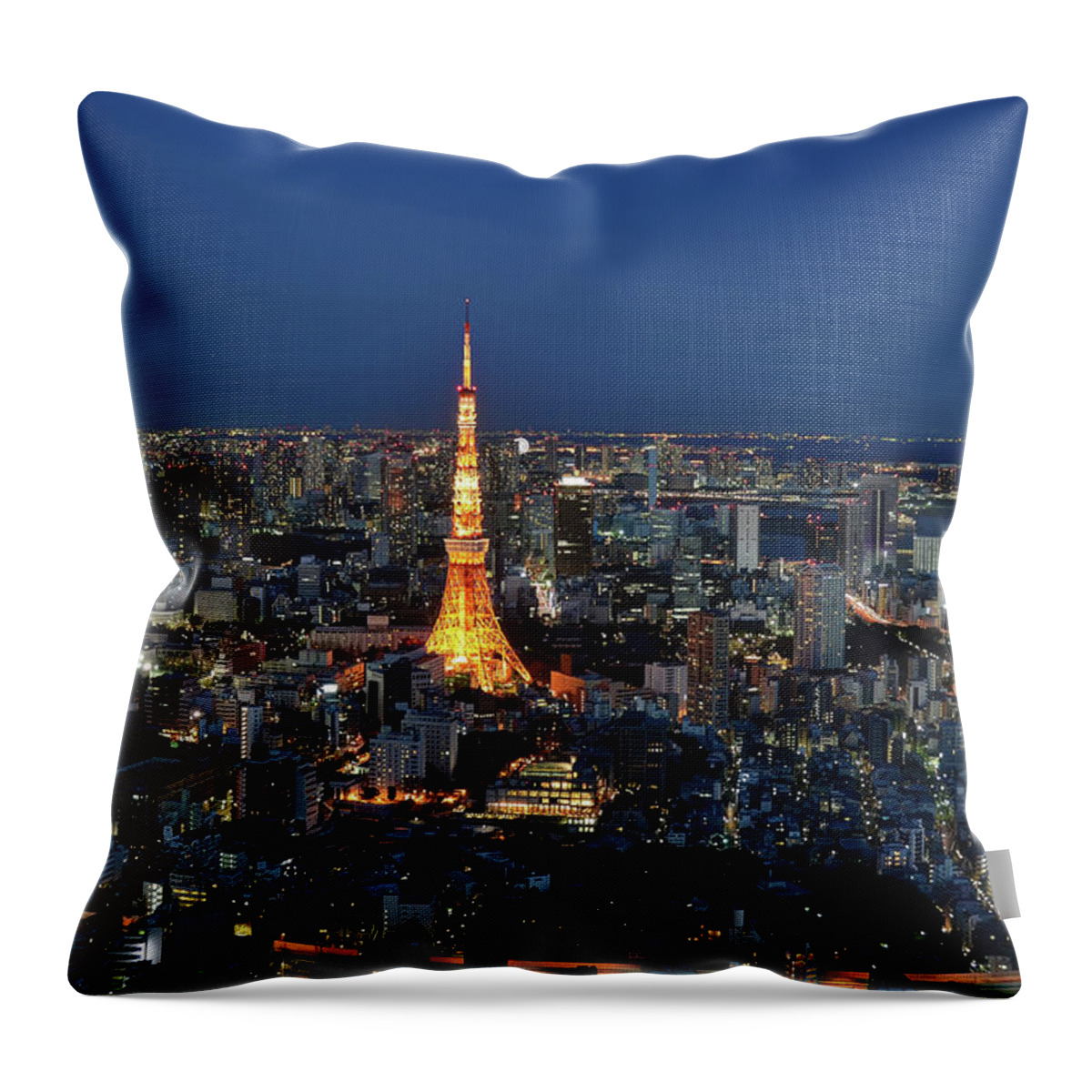 Tokyo Tower Throw Pillow featuring the photograph Looking At Tokyo Tower by Mhbs