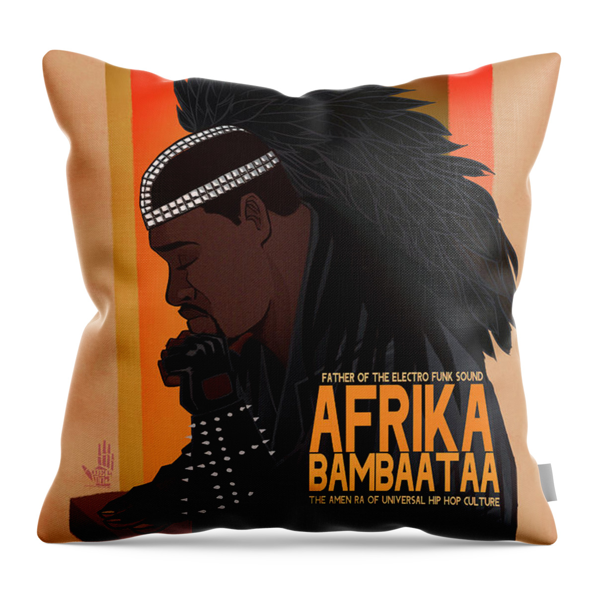 Afrika Bambaataa Throw Pillow featuring the digital art Looking for the perfect beat by Nelson Dedos Garcia