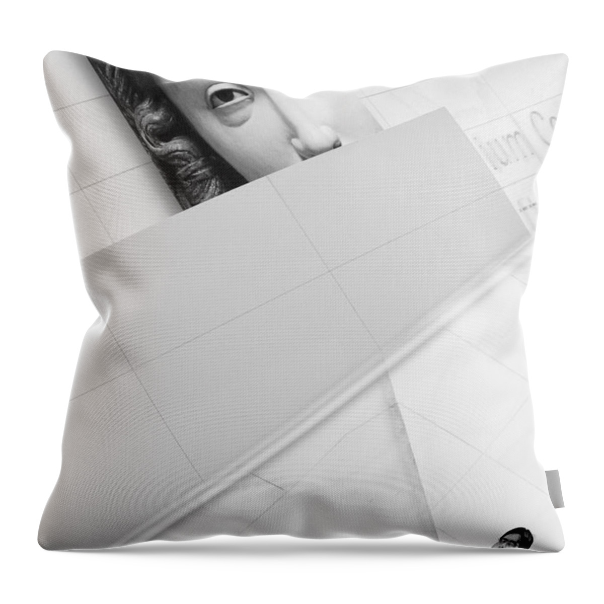 Black And White Throw Pillow featuring the photograph Looking by Richard Piper