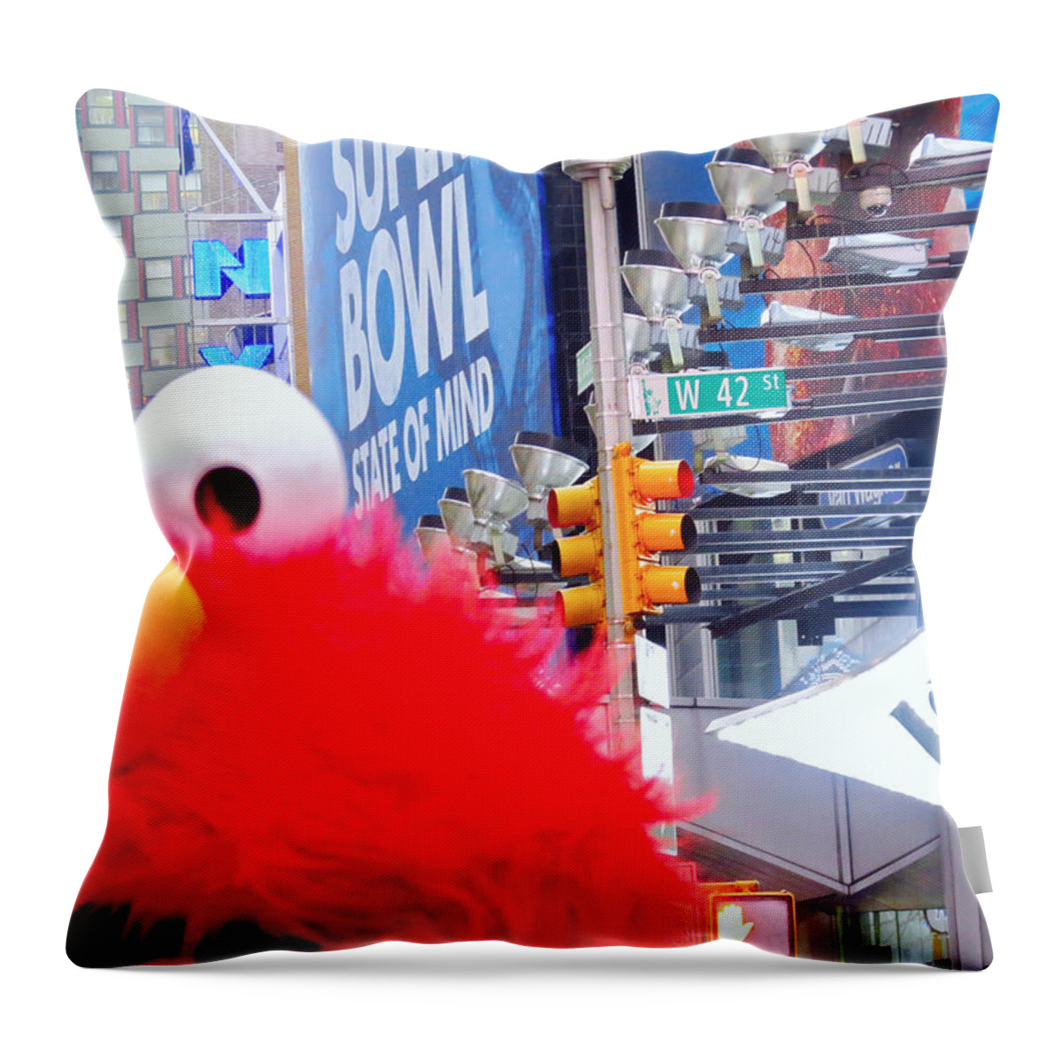 Times Square Throw Pillow featuring the photograph Looks Like E on 42nd Street by Terry Wallace