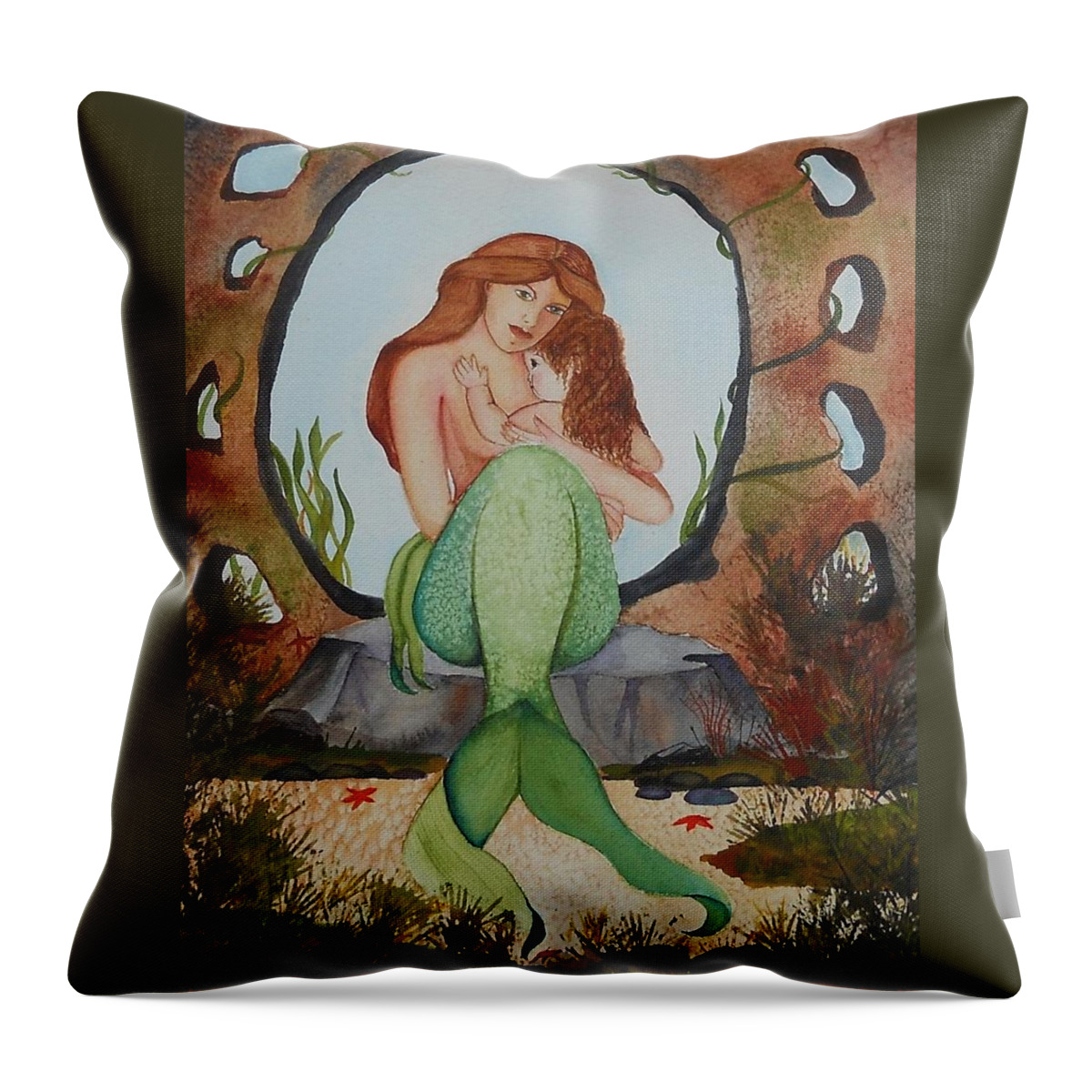 Fantasy Throw Pillow featuring the painting Loralie and her Daughter by Virginia Coyle
