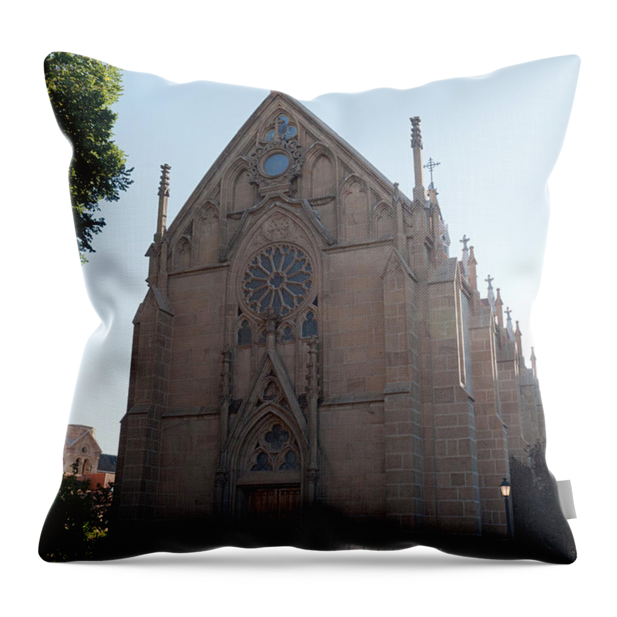 Loretto Chapel Throw Pillow featuring the photograph Loreto Chapel by Fred Stearns