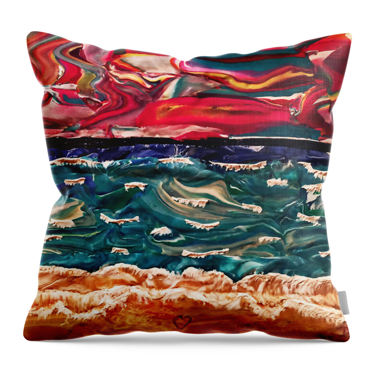 Beach Throw Pillow featuring the mixed media Lori's Paradise by Deborah Stanley