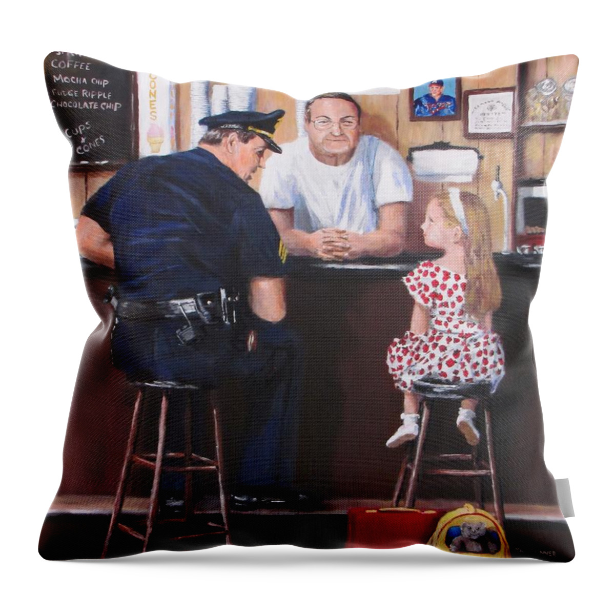 Police Throw Pillow featuring the painting Lost And Found by Jack Skinner