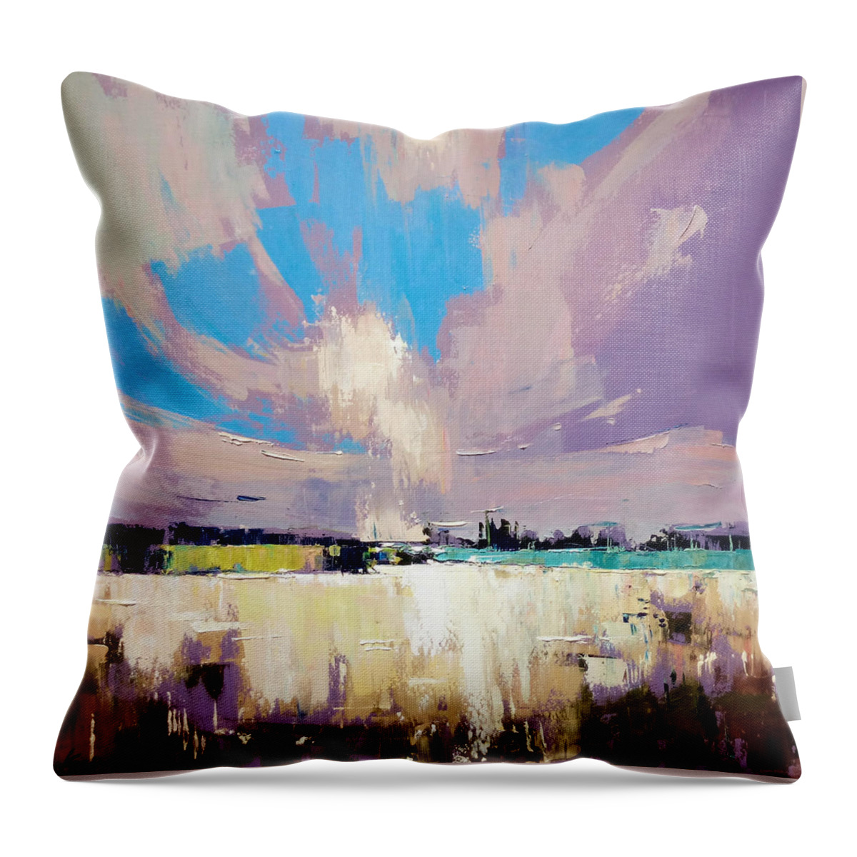 Lost In The Daisies Throw Pillow featuring the painting Lost in the daisies by Anastasija Kraineva