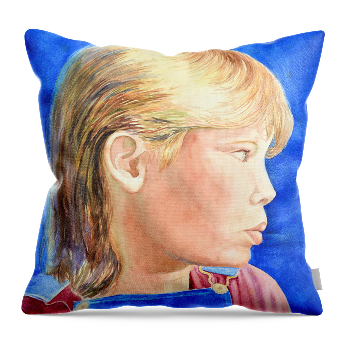 Portrait Throw Pillow featuring the painting Lost in Thought by AnnaJo Vahle