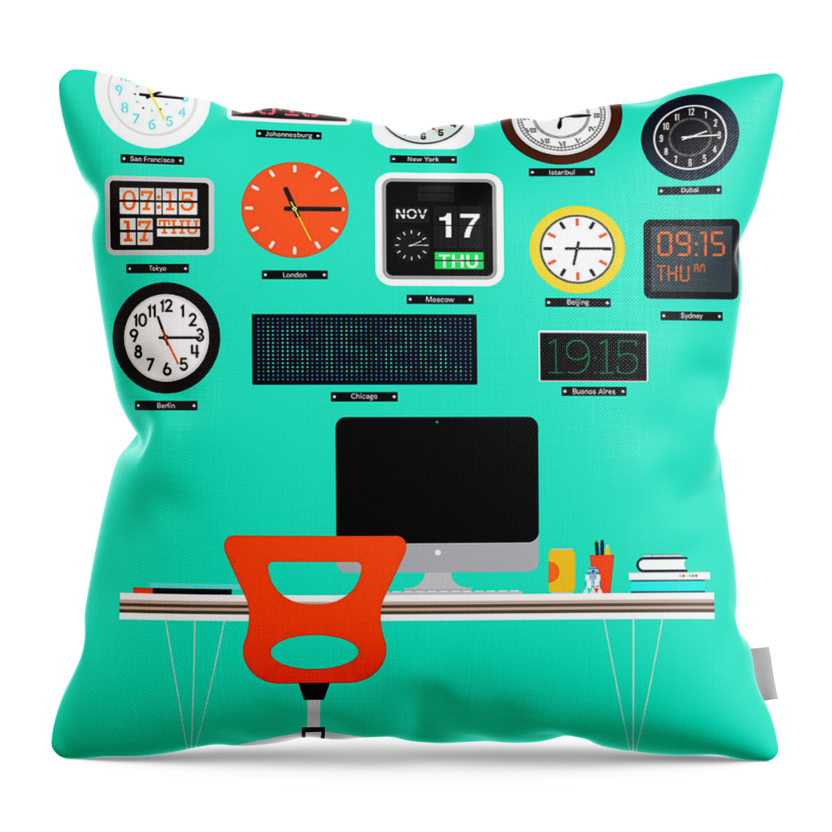 Above Throw Pillow featuring the photograph Lots Of Different International Time by Ikon Ikon Images