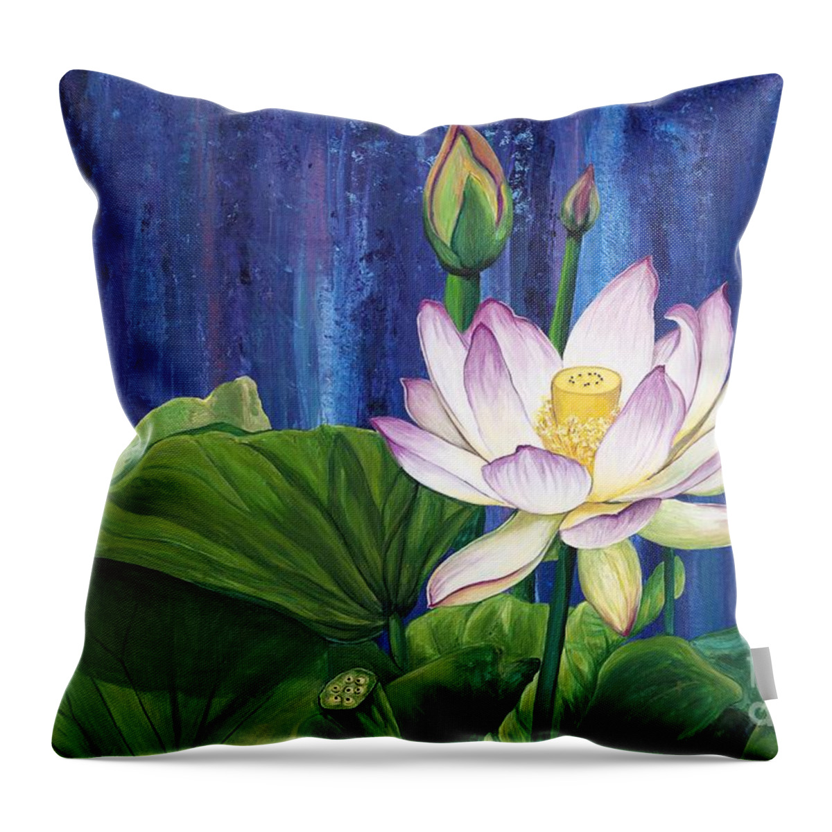 Lotus Flower Throw Pillow featuring the painting Lotus Dream by Patty Vicknair