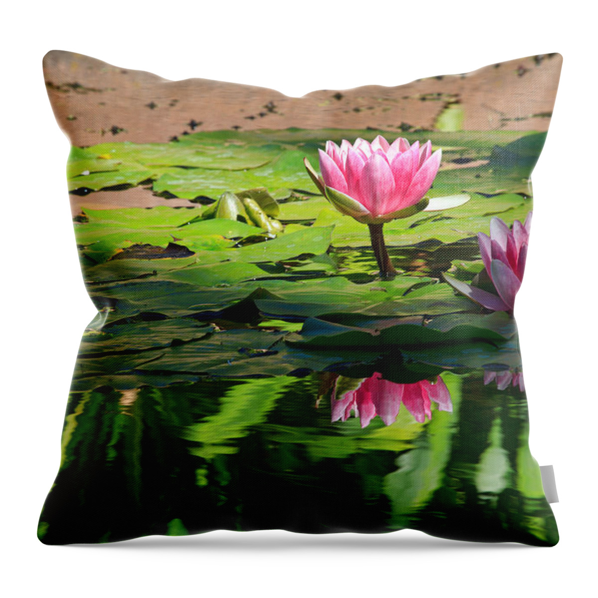 California Throw Pillow featuring the photograph Lotus Flower Reflections by Beth Sargent