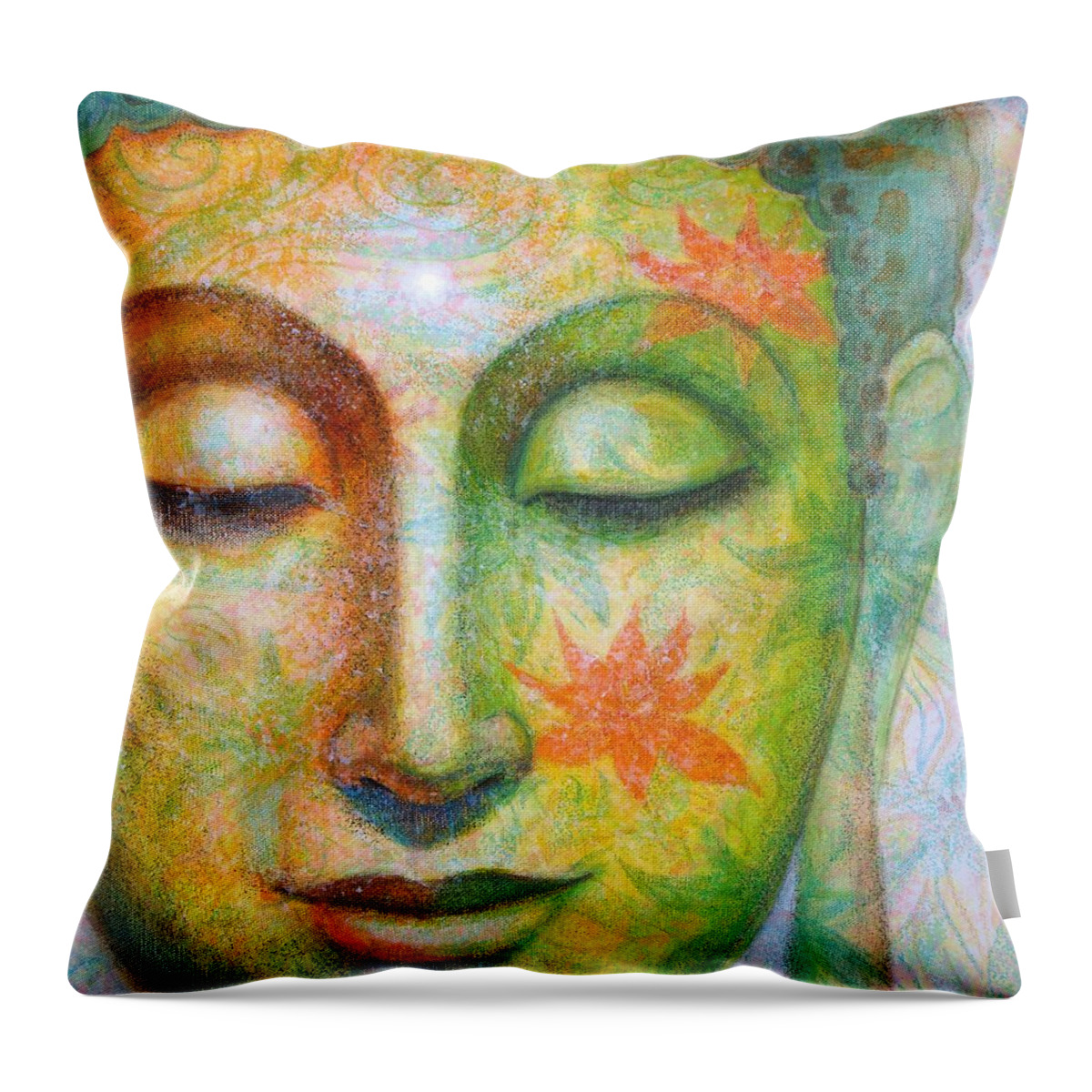 Buddha Throw Pillow featuring the painting Lotus Meditation Buddha by Sue Halstenberg