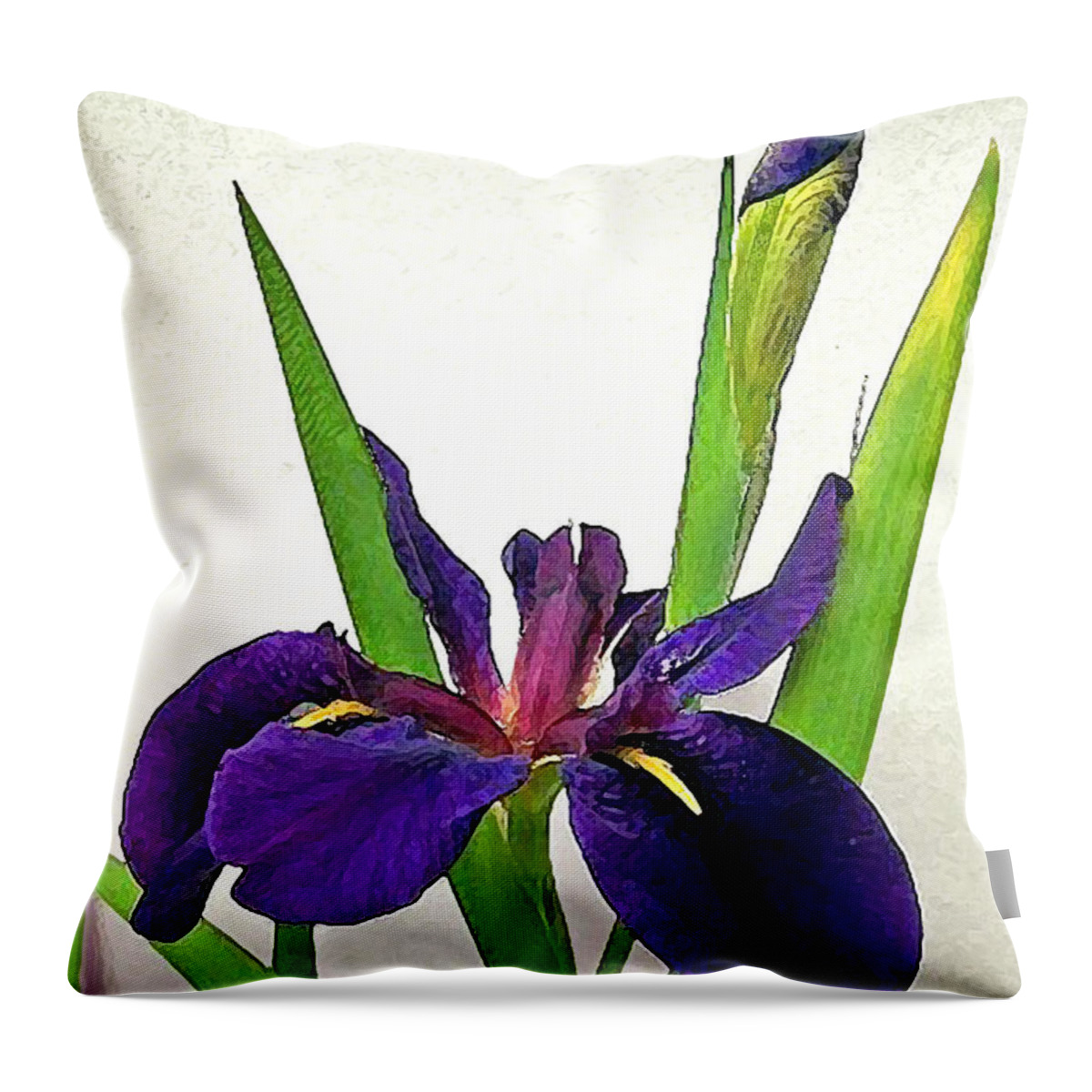 Flower Throw Pillow featuring the digital art Louisiana Iris by Deborah Smith