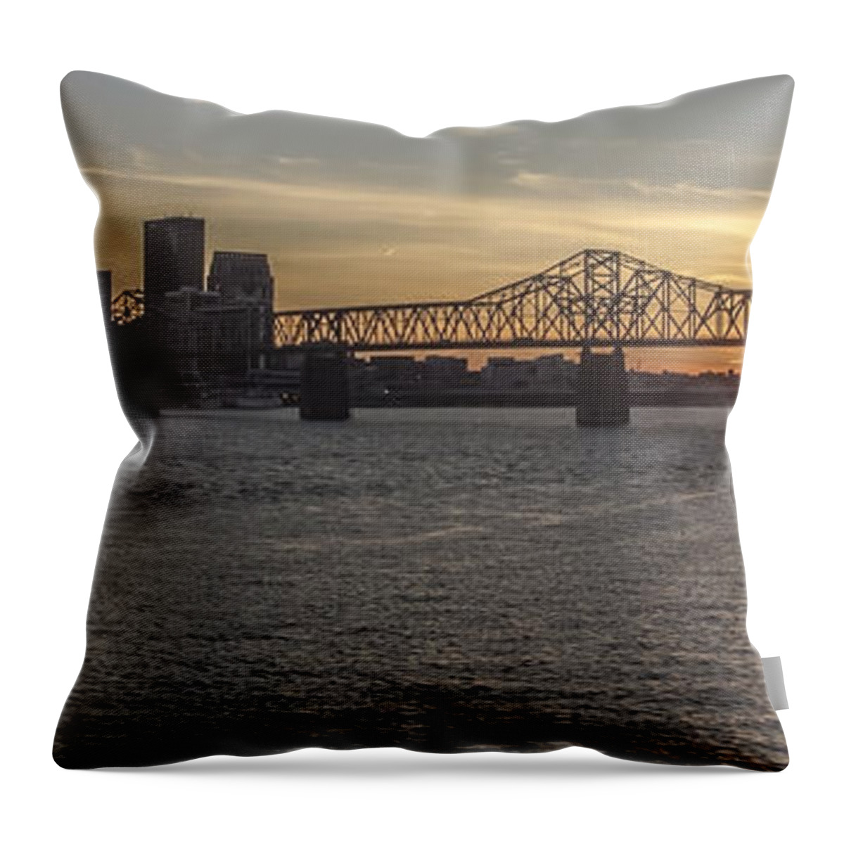 Louisville Throw Pillow featuring the photograph Louisville Skyline at sunset by Sven Brogren