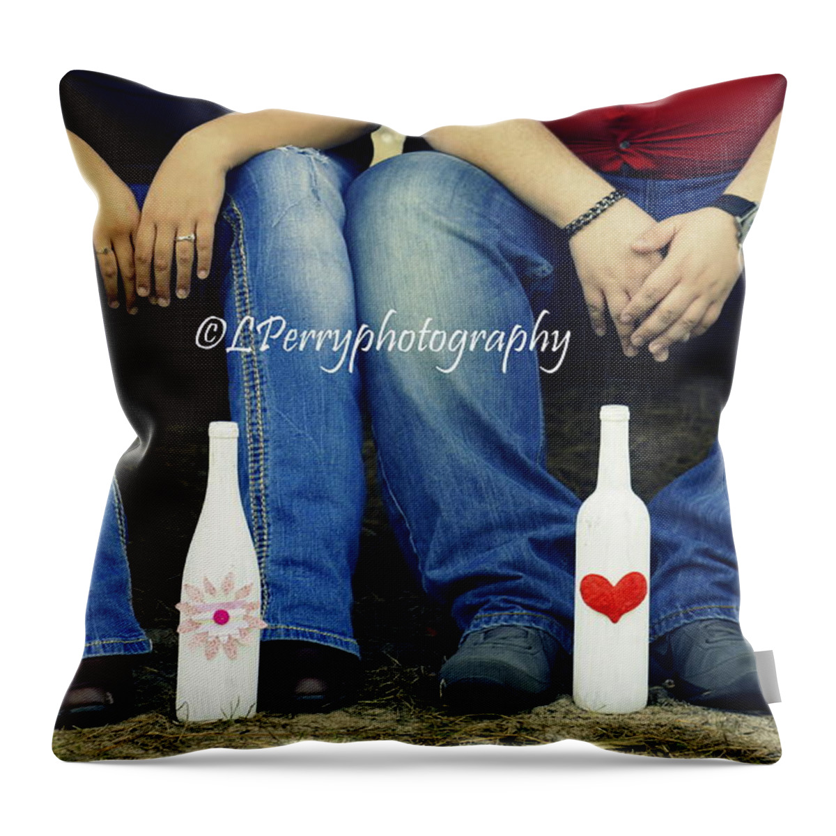 Love Throw Pillow featuring the photograph Love and Denim by Laurie Perry
