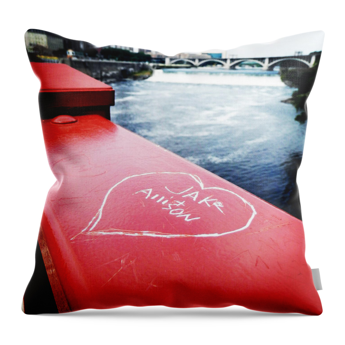 Mississippi River Throw Pillow featuring the photograph Love By Mississippi River by Zinvolle Art