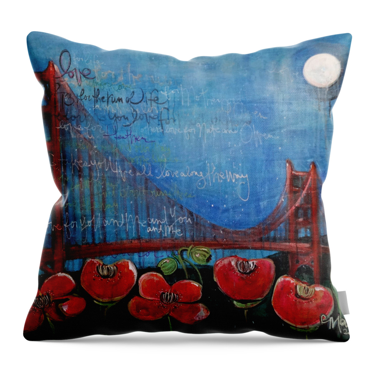 San Francisco Throw Pillow featuring the painting Love for San Francisco by Laurie Maves ART