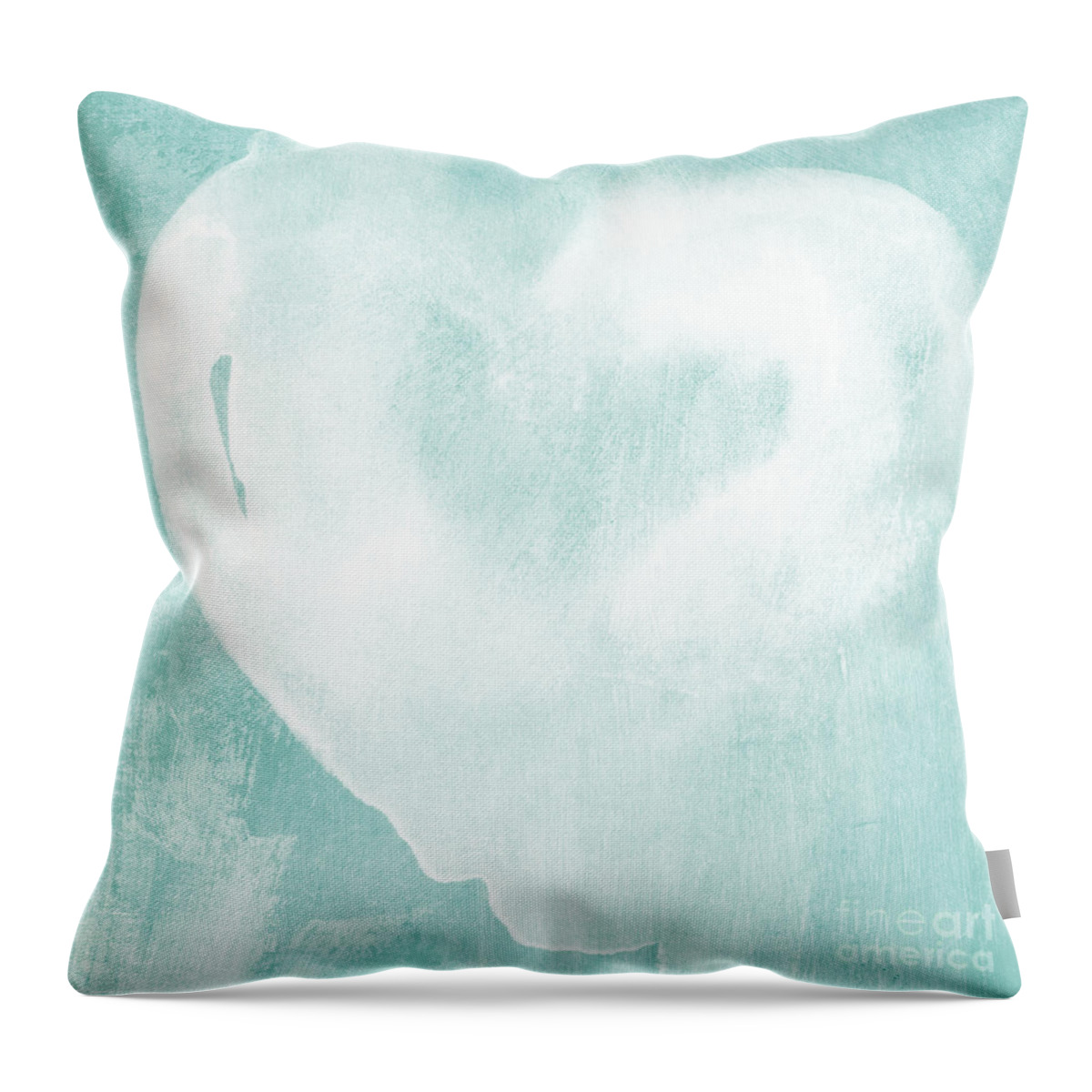 Love Throw Pillow featuring the mixed media Love in Aqua by Linda Woods