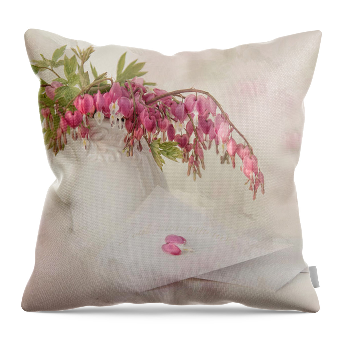 Bleeding Heart Throw Pillow featuring the photograph Love Letters by Robin-Lee Vieira