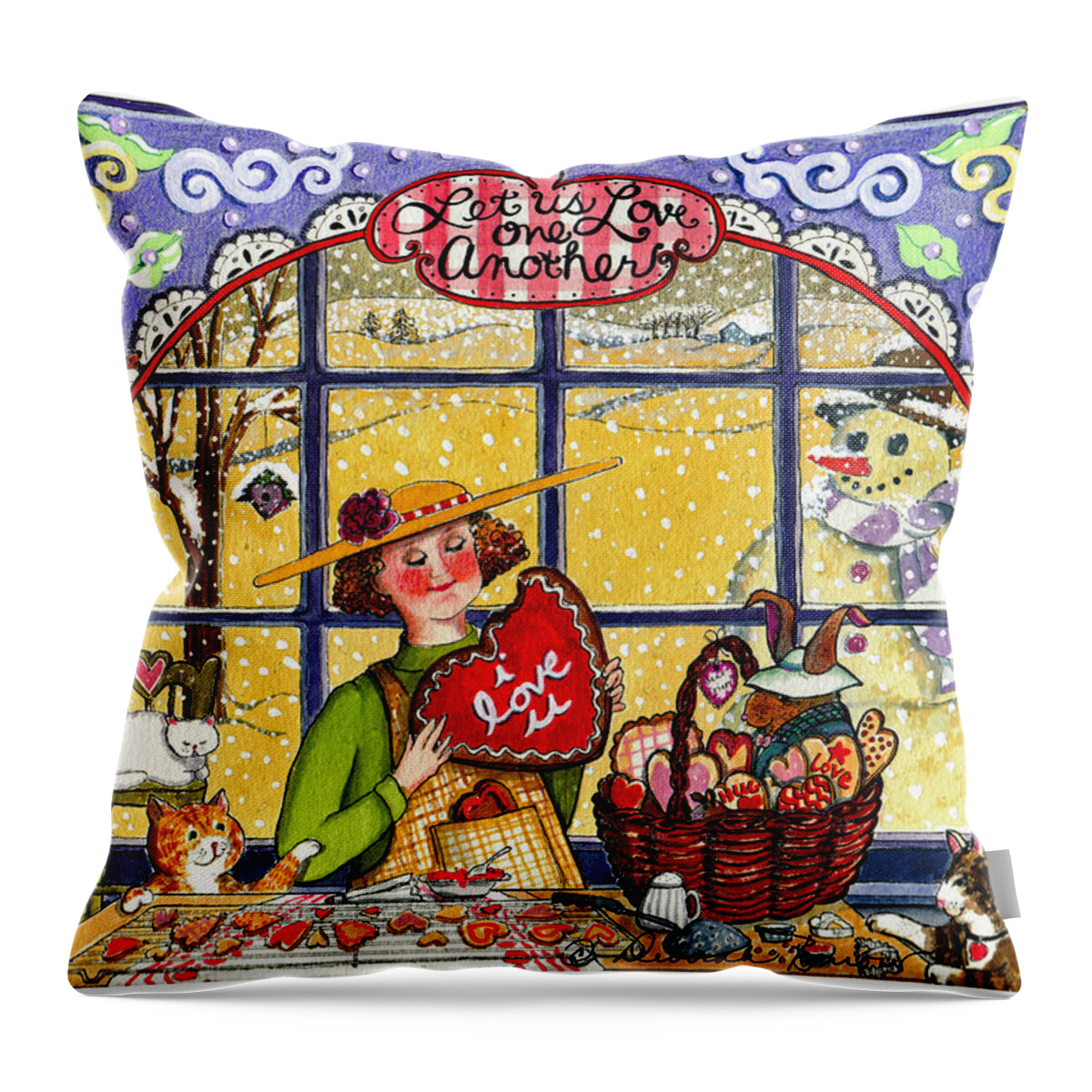 Love Throw Pillow featuring the painting Love One Another by Deborah Burow