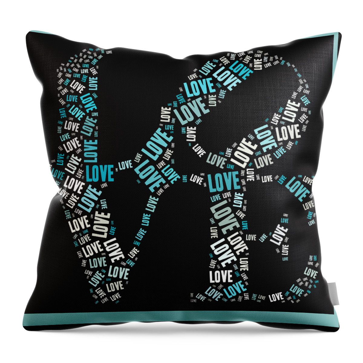 Turquoise Throw Pillow featuring the digital art Love Quatro - s01a by Variance Collections