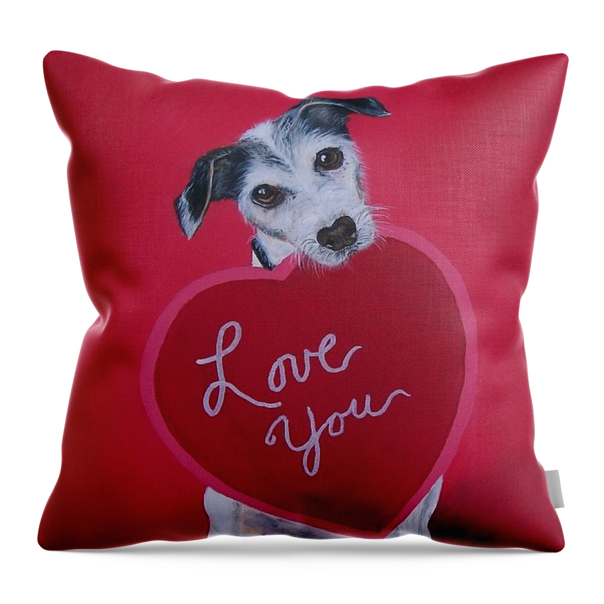  Valentine Throw Pillow featuring the painting Love You by Sharon Duguay