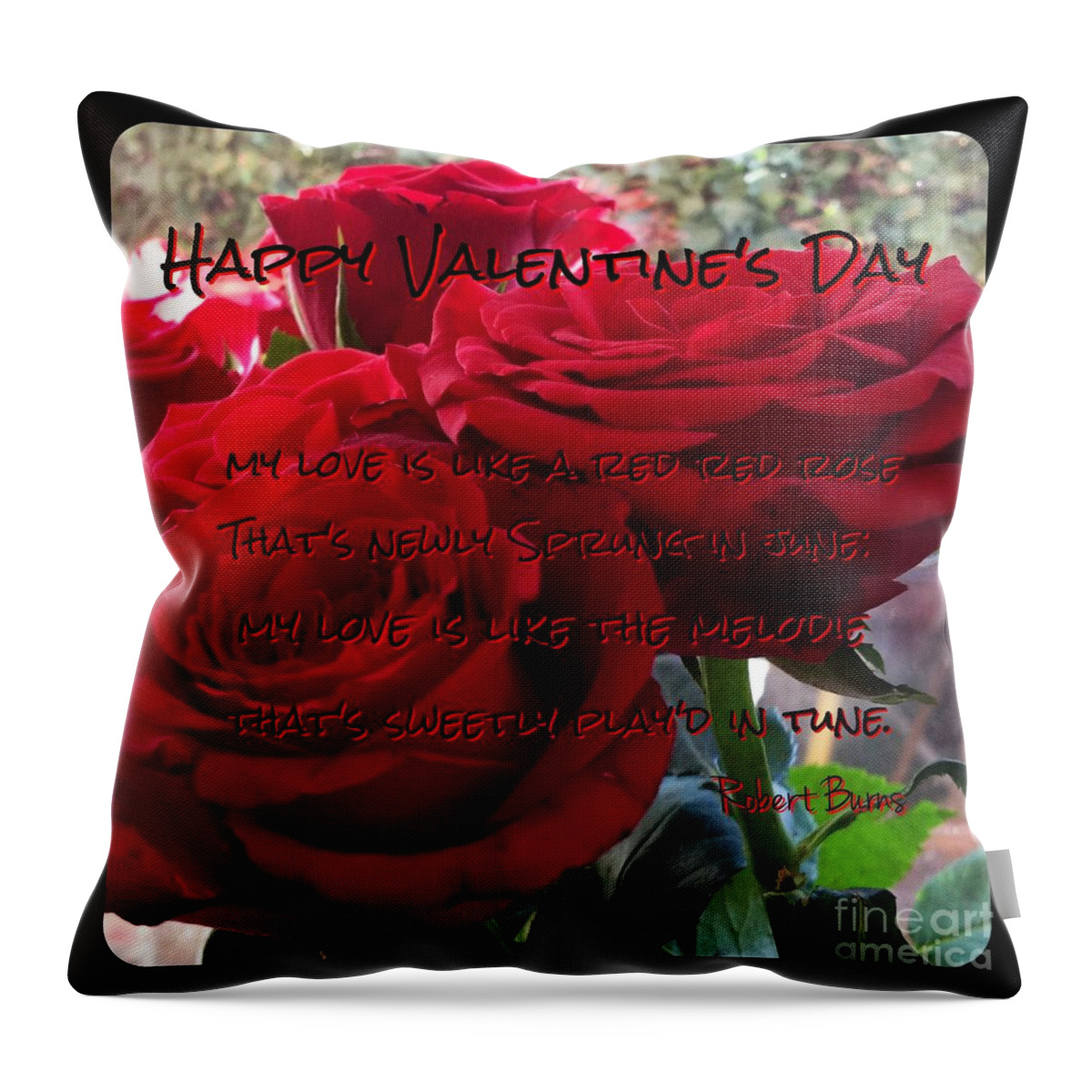 Red Roses Throw Pillow featuring the photograph Lover's Roses Valentine's Greeting 2 by Joan-Violet Stretch