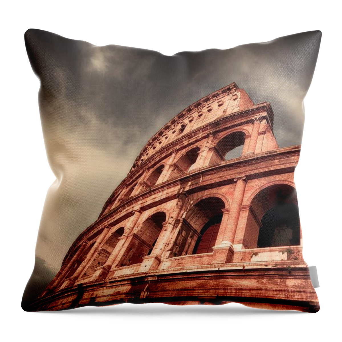 Rome Throw Pillow featuring the photograph Low angle view of the roman Colosseum by Stefano Senise