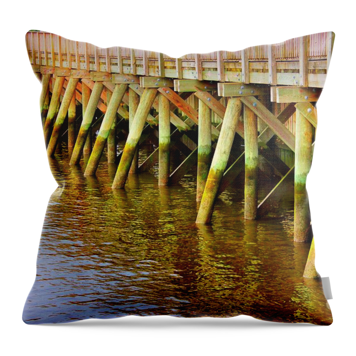 Pier Throw Pillow featuring the photograph Low Tide by Judy Palkimas