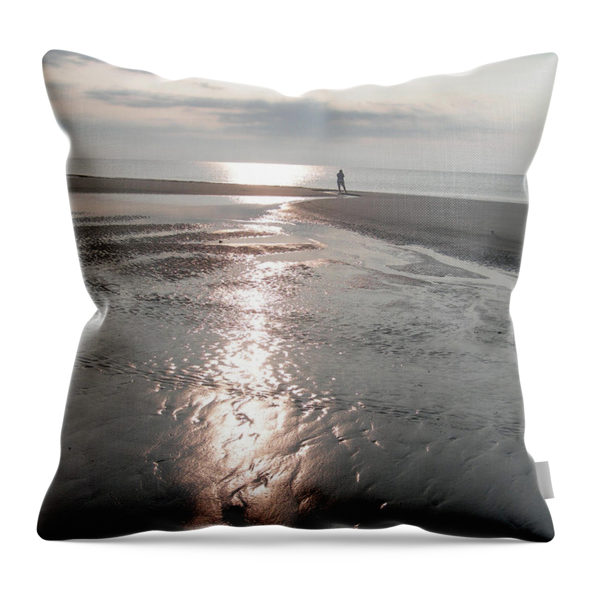 Beach Throw Pillow featuring the photograph Low Tide Reflection by Deborah Ferree