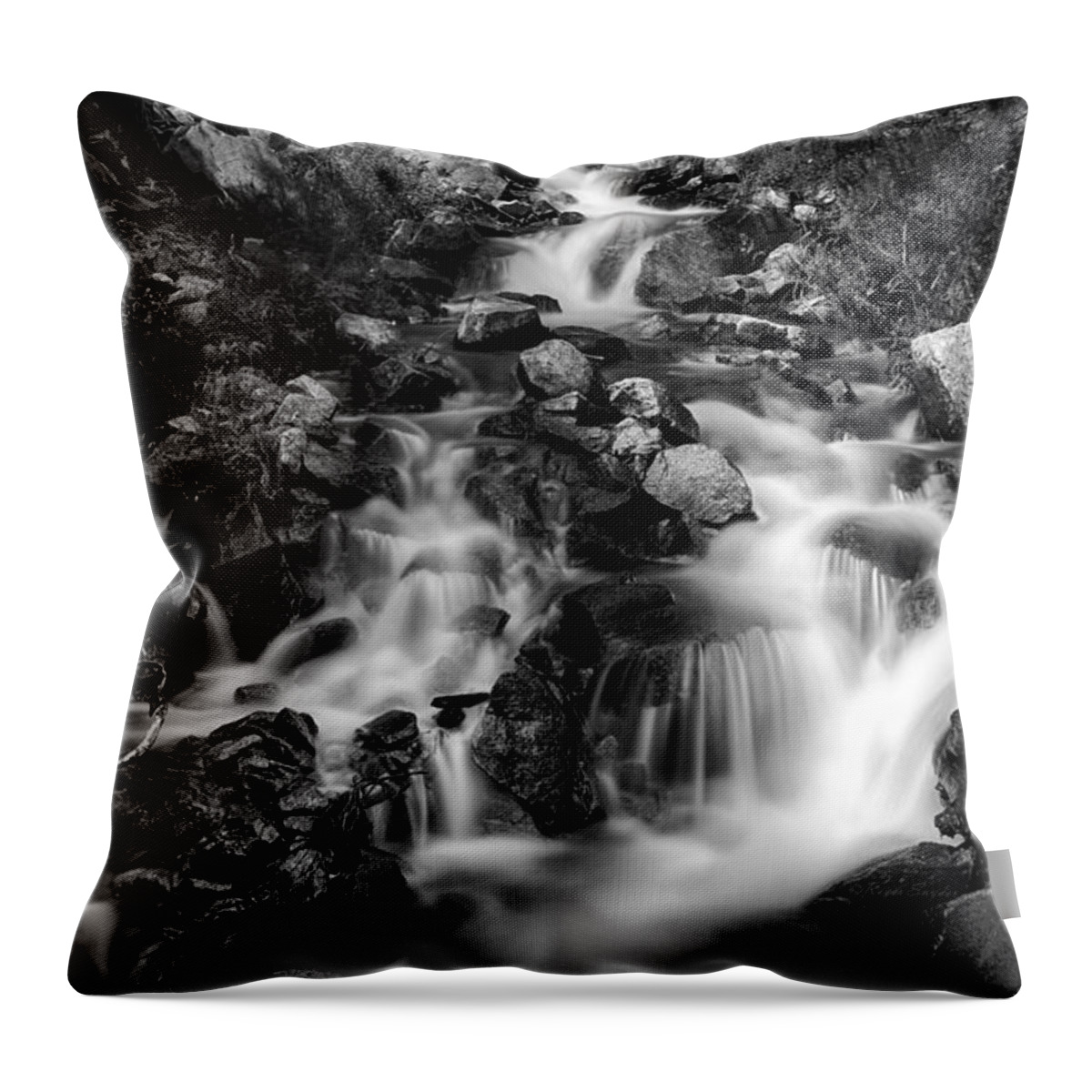 Beautiful Throw Pillow featuring the photograph Lower Bridal Veil Falls 1 bw by Roger Snyder