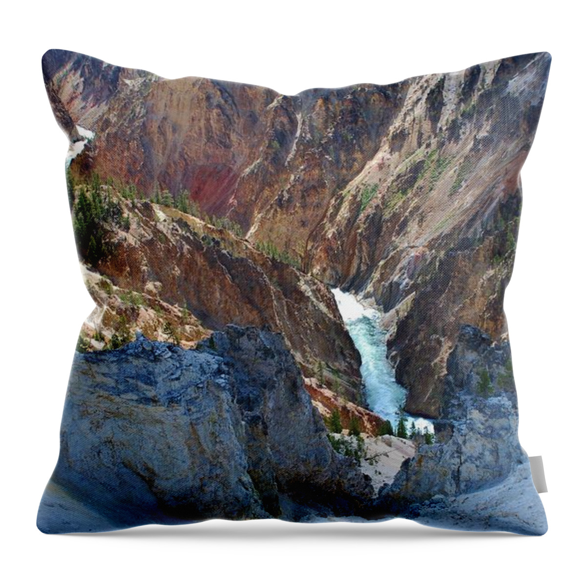 Lower Falls Throw Pillow featuring the photograph Lower Falls - Yellowstone by Dany Lison