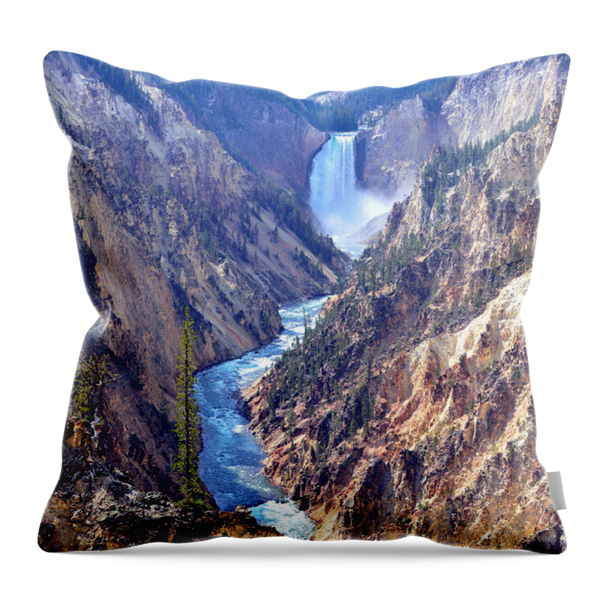 Lower Throw Pillow featuring the photograph Lower Yellowstone Falls by Tranquil Light Photography