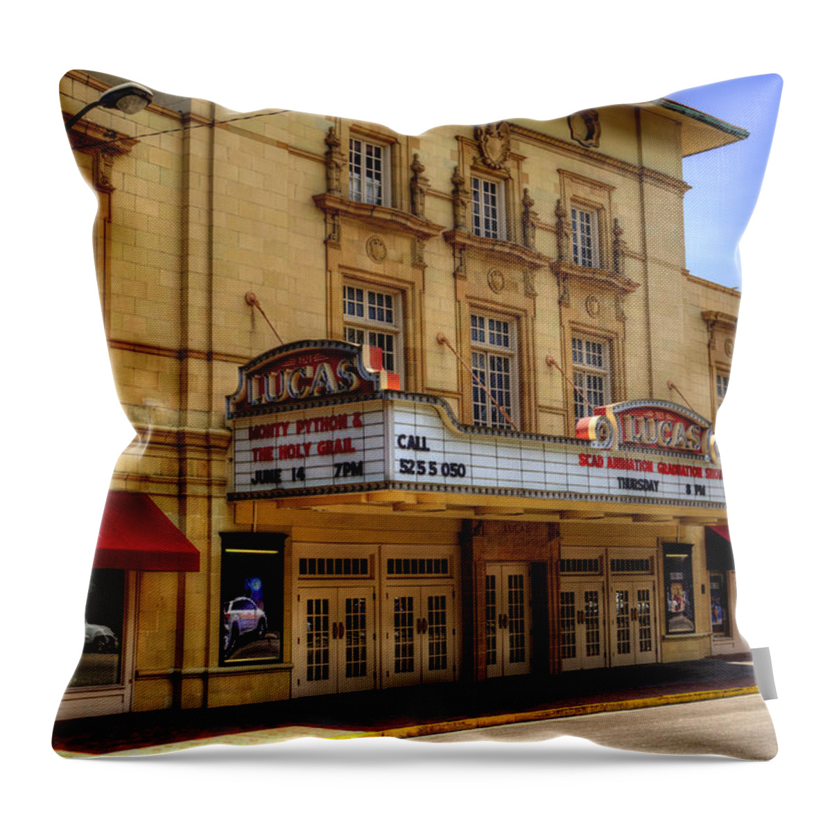 Lucas Theatre For The Arts Throw Pillow featuring the photograph Lucas Theatre For The Arts by Greg and Chrystal Mimbs