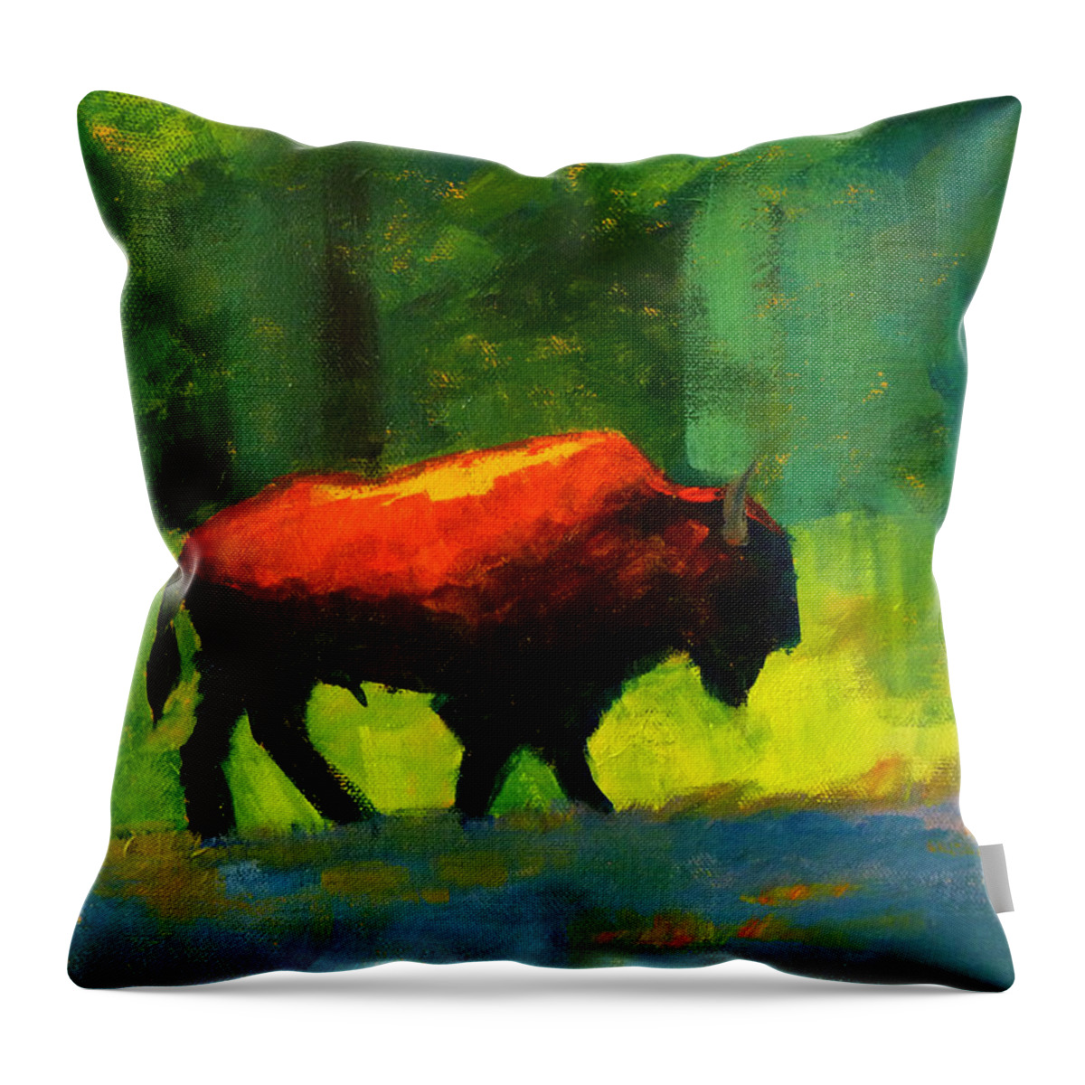 Abstract Throw Pillow featuring the painting Lumbering by Nancy Merkle