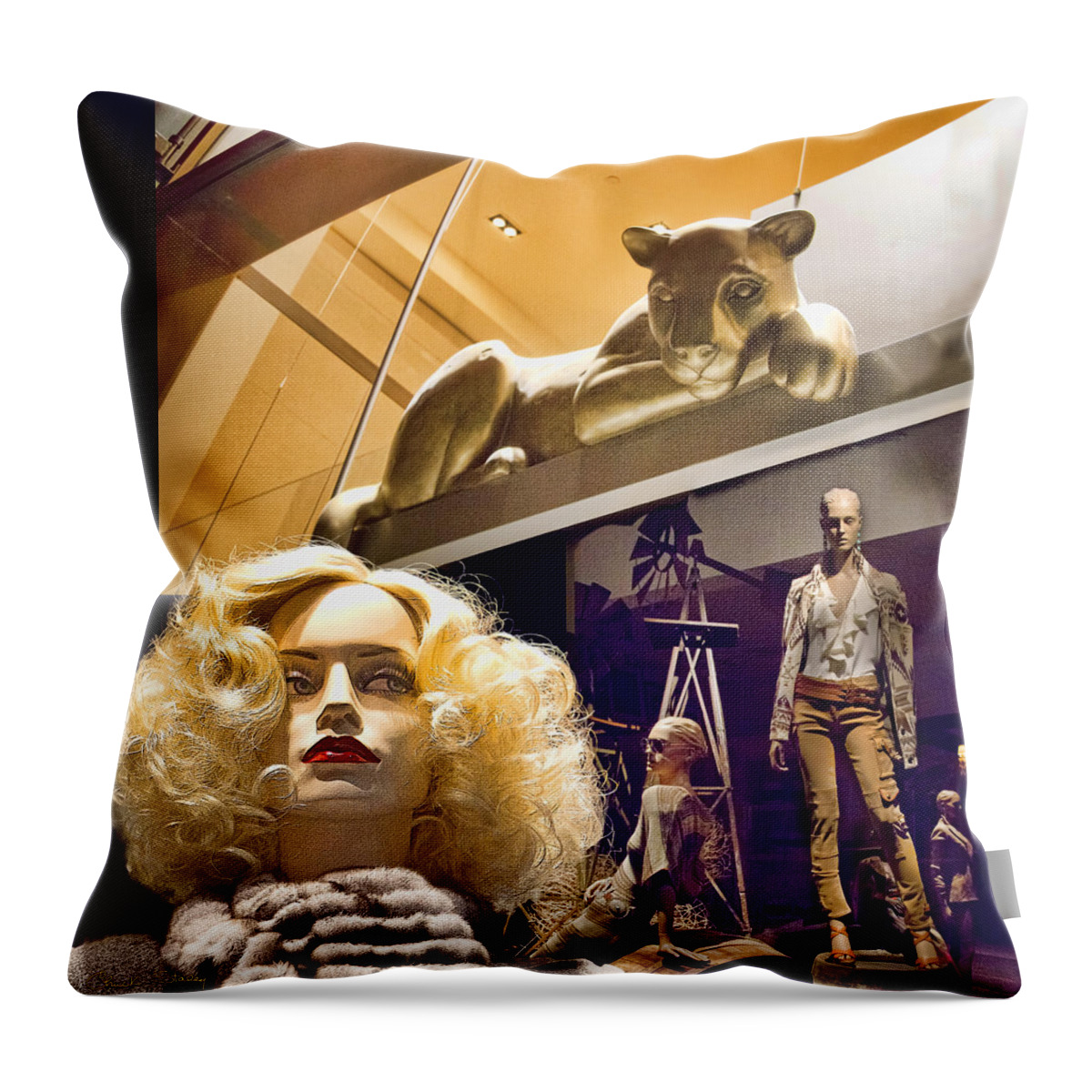 Luna Goes Shopping Throw Pillow featuring the photograph Luna Goes Shopping by Chuck Staley