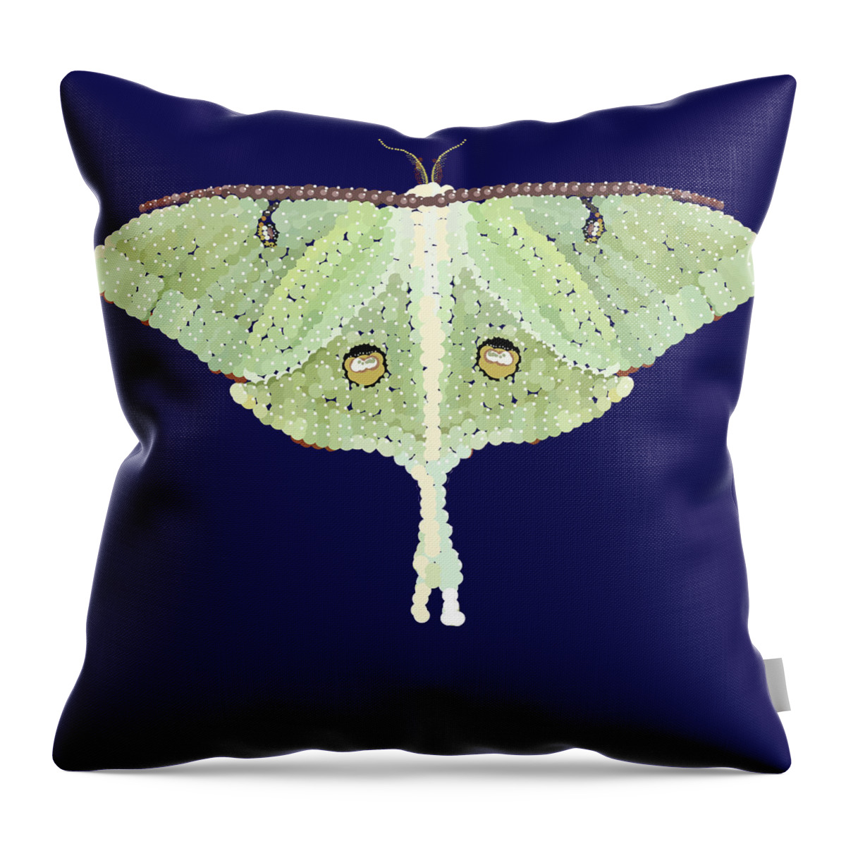  Throw Pillow featuring the digital art Luna Moth Pixel Pointillized by R Allen Swezey