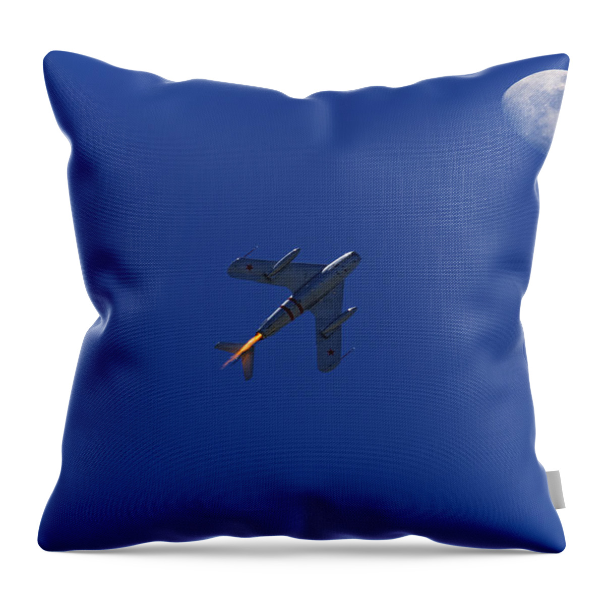 Mig 17 Throw Pillow featuring the photograph Lunar MiG 17 by Jonathan Davison