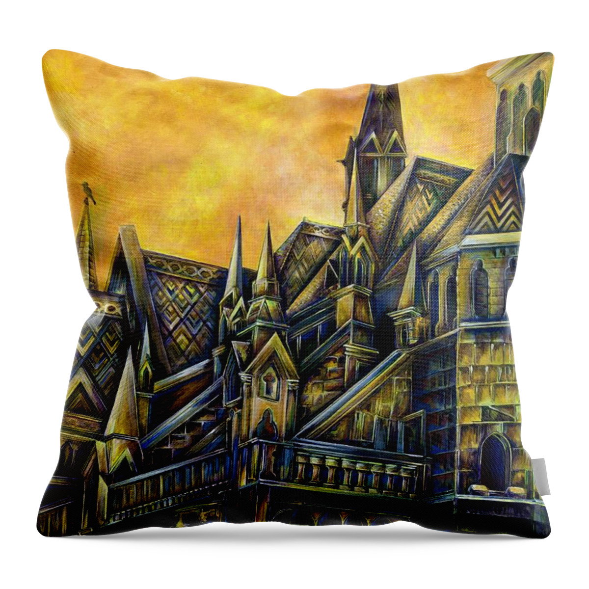 Gaye Elise Beda Throw Pillow featuring the painting Lust in Space by Gaye Elise Beda